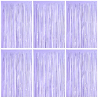 Lametta Vorhänge, 6 Stück Lila Glitzervorhang Fringe 1 x 2m Metallic Folienfransen Hintergrund, Luftschlangen Folie Vorhang für Geburtstag Hochzeit Weihnachten Party Dekoration, Tinsel Curtains Purple