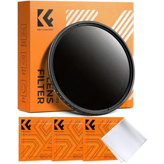 K&F CONCEPT 77mm ND Filter Variabler Graufilter ND2-ND400 (1-9 Blendenstufen) mit DREI Reinigungstücher für Landschaftsfotografie(Nano-Basic Serie)