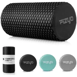 FIZYO Faszienrolle Wirbelsäule Foam Roller 30 x 15 cm Pilates Rolle | Yoga Rolle & Faszienrolle Oberschenkel für Beine, Rücken und Wirbelsäule – Schaumstoffrolle mit Noppen, Schwarz