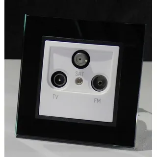 Lichtideen Schalter 7838 Abelka Nuovo schwarz GLAS 1 x Antennen Dose (Taster, Schalter, Anennendose, Steckdose mit USB lieferbar)