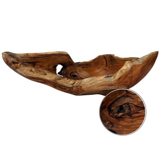 Cepewa Holzschale XL aus Teak Holz in Handarbeit gefertigt | Dekoschale | große Obstschale rund und länglich 40/60 cm (L ca. 60 cm)