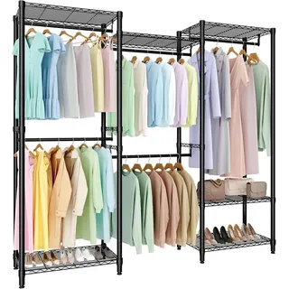 GarveeMore Kleiderständer Schwerlast Garderobenständer 650kg Tragkraft Kleiderschrank Organizer schwarz