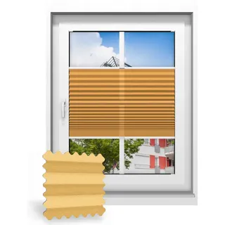 Plissee ohne Bohren nach Maß, Warmgelb (crush) 135070, 30 x 80 cm, Plissee individuell maßangefertigt