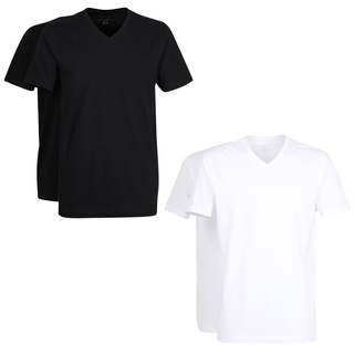 bugatti Herren T-Shirt - Unterhemd, Rundhals oder V, Slim fit, Vorteilspack V-Ausschnitt Schwarz 3XL 2er Pack (1x2P)