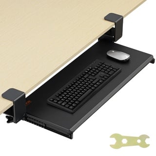 VEVOR Klemmbare Tastaturablage unter dem Schreibtisch, Tastaturauszug zum Herausziehen mit Stabiler C-Klemmhalterung, Große 680 x 280 mm Ausziehba...