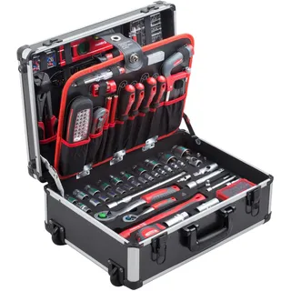 Meister Craft Werkzeugtrolley 156-tlg. mit Rollen schwarz/silber