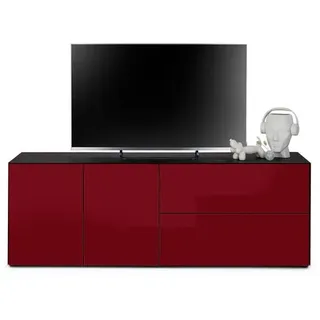 Mäusbacher TV-Lowboard Colors Glas Rot Bordeaux