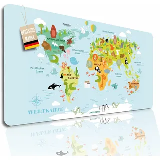 Schreibtischunterlage Kinder abwischbar 70x40 cm Schreibtisch Unterlage & Tischunterlage Schreib-Tisch Deskmat & Unterlage Robuste Malunterlage Schreibtisch Unterlegmatte (Kinder Weltkarte)