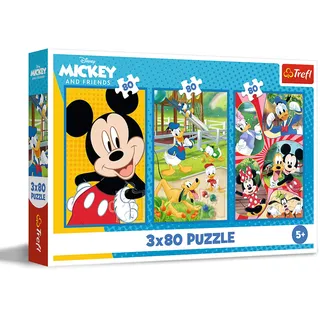 Trefl – Puzzle: Disney, Mickey Mouse Team - 3 x 80 Teile, 3er-Puzzle-Set für Kinder ab 5 Jahren