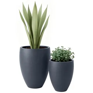 CLP Pflanzkübel rund 2 Komplettset Ø 40 x 40 cm Anthrazit