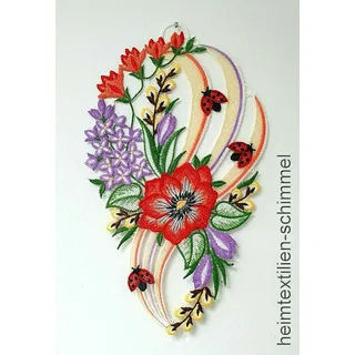 PLAUENER SPITZE ® Fensterbild BLUMEN Fensterdekoration FRÜHLING Deko SOMMER