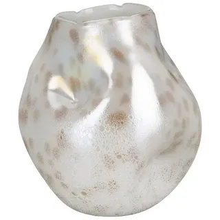 GILDE Dekovase CRUMPLE Vase - creme - Glas - H. 21cm - Dekovase - Wohnzimmer (1 Stück), Kugelförmige Glasvase - Perfekte Tischdeko & Blumenvase beige