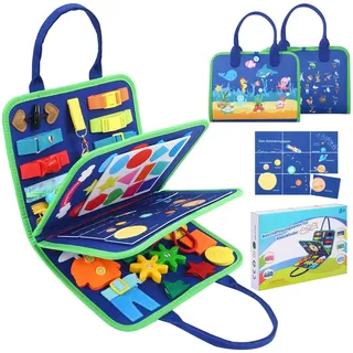 khlerox Busy Board Montessori-Spielzeug für Kleinkinder, pädagogisches Lernaktivitäts-Sensory-Board, Entwicklung eines sensorischen Spielzeugs für die Feinmotorik (Blau)