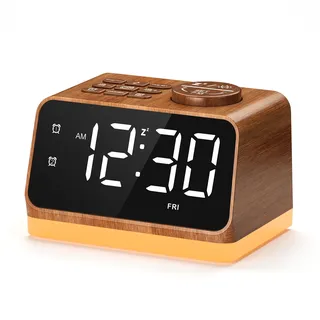 Dreamegg Radiowecker mit Dual-Alarm, Wecker Digital mit 7 Alarmtönen, Weißes Rauschen mit 25 Beruhigende Klänge, 5-Fach Dimmbares Display, 10-480min Timer, Snooze, Nachtlicht 0-100% für Schlafzimmer