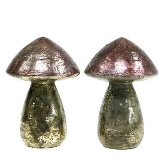 Deko Pilze Rosa Glas Herbst Tischdeko Vintage 2St