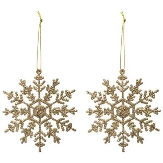 Atmosphera Créateur d'intérieur Dekoobjekt Weihnachtsanhänger, Glitzer-Schneeflocken, 2er-Set (2er-Set, Deko-Objekt), Glitzer-Schneeflocken