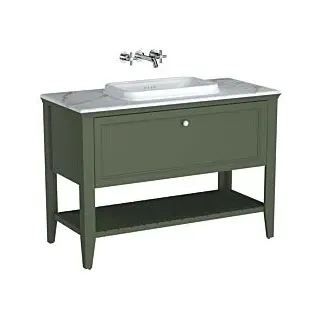 Vitra Valarte Einbauwaschtisch-Möbel-Set 65822 118x52x87,5cm, 1 Vollauszug, Korpus Vintage grün/Waschtisch weiß hochglanz
