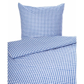 Bettwäsche im Landhaus Karo mit Reißverschluss 100% Baumwolle, texpot, mit Reißverschluss blau 135 cm x 220 cm