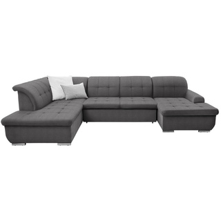 Cantus Wohnlandschaft, Dunkelbraun, Textil, Uni, 5-Sitzer, Ottomane rechts, U-Form, 342x208 cm, Stoffauswahl, seitenverkehrt erhältlich, Hocker Rücken echt, Wohnzimmer, Sofas & Couches, Wohnlandschaften, Wohnlandschaften in U-Form