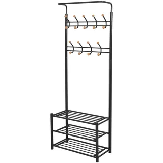 vidaXL Garderobenständer mit Schuhablage 68 x 32 x 182,5 cm Schwarz