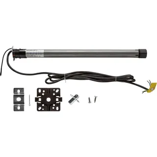 Jarolift Funk-Rollladenmotor TDEF, TDEF 10/14 (10 Nm / SW40) leiser Funkmotor mit Rolling Code, Blockiererkennung, Zwischenposition, IP44, inkl. Adapter & L... - Grau