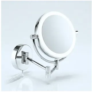 Libaro Kosmetikspiegel mit Beleuchtung MODENA LED Schminkspiegel 5-fach 10-fach Vergrößerung, LED Wandmontage, Vergrößerungsspiegel 2-seitig, 360° drehbar, dimmbar silberfarben
