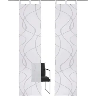 my home Schiebegardine Bene, Schlaufen (2 St), transparent, Polyester, Inkl. Beschwerungsstange, transparent, glatt, gemustert grau|weiß 57 cm x 225 cm