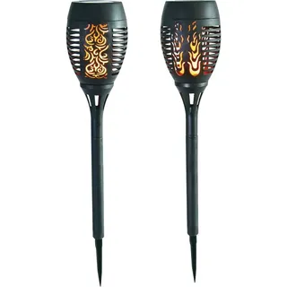 Solar Gartenfackel Rattanoptik Gartenlampe Gartenlaterne Solarleuchte Solarlampe