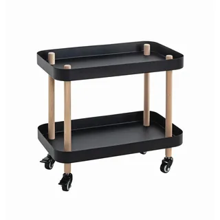 Servierwagen, Natur, Schwarz, Buche, Holz, Metall, Buche, massiv, rechteckig, 30x47x50 cm, Esszimmer, Barmöbel, Barwagen