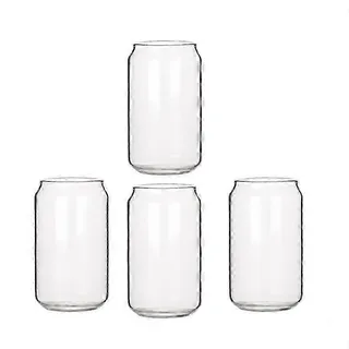 Set Aus 4 Gläsernen Dosen Im Trendigen Stil, Für Wasser, Milch, Bier, Milchshake, Dessert Oder Cola.