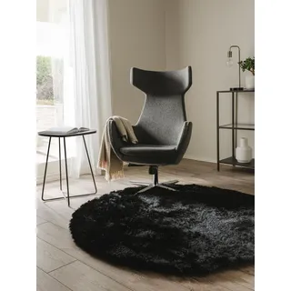 benuta Hochflorteppich WHISPER Schwarz Rund 80 cm - Kuschelig Weicher Teppich für Schlaf- und Wohnzimmer - Pflegeleicht - Fußbodenheizung Geeignet