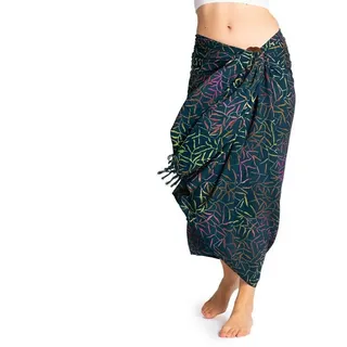 PANASIAM Sarong Pareo Tuch aus blickdichter Viskose in dunklen Farben - Strandtuch, Viskose, Wickelrock Strandkleid Bikini Wrap oder Schal für Damen & Herren blau