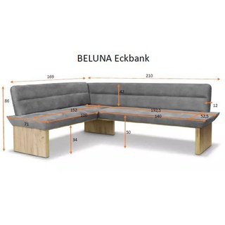 Eckbank Beluna Lederoptik Grau 169 x 210 cm