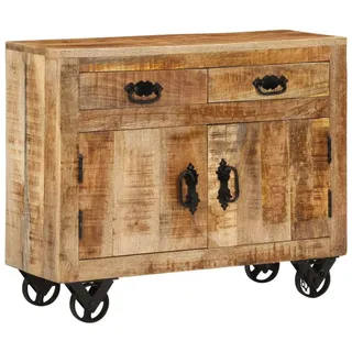 vidaXL Sideboard, Kommode mit Schubladen 1 Fach, Wohnzimmerschrank Anrichte mit Räder, Schrank Beistellschrank Flurschrank, Massives Raues Mangoholz