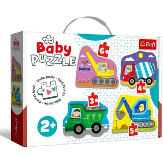 Trefl, Puzzle, Fahrzeuge auf Einer Baustelle, von 3 bis 6 Teilen, 4 Sets, Baby Classic, für Kinder ab 2 Jahren