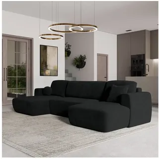 masseno Ecksofa Polyester 5-Sitzer Schwarz