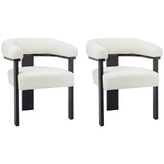 vente-unique Armlehnstuhl Bouclé-Stoff schwarz/weiß 2er Set