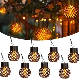 8 Stück Solarlampen für Außen Hängend Mit Clip,Solarbirnen für Außen Hängend,Hängeleuchte solar outdoor,Mini Solar Hängeleuchten,Solarlaterne Klein,Solar Hängelampe für Gärten,Höfe,Zäune