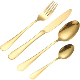 Cheffinger 72 teiliges Besteck-Set für 12 Personen aus 18/10 Edelstahl in Gold