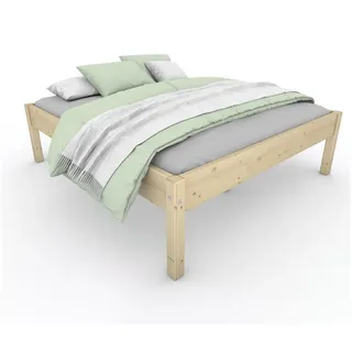 TUGA-Holztech Massivholzbett Holzbett Naturholzbett 200 x 220 cm 58 cm Bettgestell ohne Kopfteil, Br 70 80 90 100 120 140 160 180 200 Lg 200 220 H=38/48/58 cm 200 cm x 220 cm x 58 cm