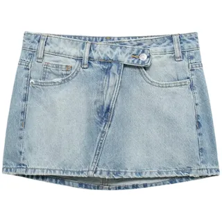 ARDZLALS Damen Frauen Röcke Blue Denim Röcke Frau Mode Asymmetrisch Kurzer Rock Stylish High Taille Mini Jeans Rock - Hellblau