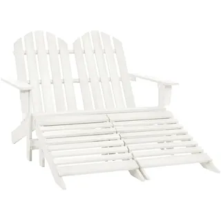 vidaXL 2-Sitzer Adirondack Gartenbank mit Fußstütze 119,5 x 147,5 x 89,5 cm weiß 315909