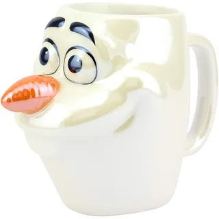 Disney Frozen II Tasse XL Olaf 3D Glanzeffekt weiß, irisierend, Keramik, Fassungsvermögen in Geschenkkarton., PP5129FZT, Mehrfarbig, Approx. 300ml