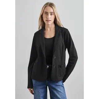 STREET ONE STREET ONE, Damen, Gr. 38, schwarz, Stoff, 61% Viskose, 25% Polyamid, 9% Polyester, 5% Elasthan, Jacquardmuster, casual, normal normal, V-Ausschnitt, Langarm Bündchen, Blazer, aus stretchigem Viskosematerial