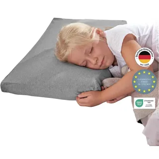 Theraline Kinderkopfkissen ab 2 Jahren, ca. 30x50cm, ergonomisches Schlafkissen & Nackenstützkissen, Memory Schaum & Perlen, patentiert, Kinderkissen für gesunden Schlaf, inkl. atmungsaktiver Bezug