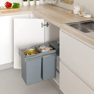 Menage Confort Abnehmbarer Abfalleimer für Küchenschrank, Mindestbreite 300 mm, mit 2 Eimern à 14 Liter