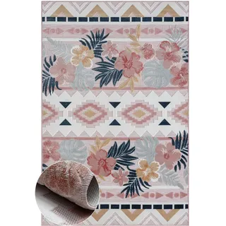 Outdoorteppich "Lotus, LAGERRÄUMUNG", bunt (rosa,multi), B:200cm H:8mm L:300cm, Polypropylen, MYFLAIR MÖBEL & ACCESSOIRES, Teppiche, Outdoorteppich, florales Design, Blumen Motiv, Outdoor geeignet, Balkon, Terrasse
