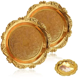 SGERUFZ 2er Set Kerzenhalter Stumpenkerzen, Kerzenständer Stabkerze, Teelichthalter Metall für Hochzeit Räucherkegel Spa Gebet Home Party, Weihnachts Tisch Deko, Adventskranz (10cm) (Gold)