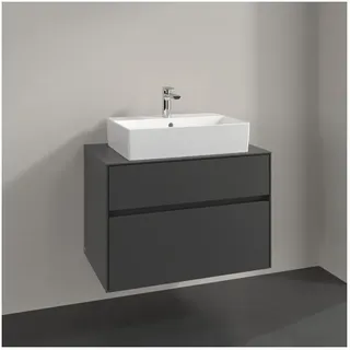 Villeroy & Boch Collaro Waschtischunterschrank C124B0VR 80x54,8x50cm, Waschtisch mittig, LED-Beleuchtung 5,7 W, graphite