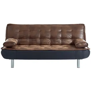 Vente-Unique Schlafsofa, Braun, Textil, Uni, 3-Sitzer, 190x89x96 cm, Wohnzimmer, Sofas & Couches, Schlafsofas